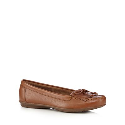 Hush Puppies Tan leather moccasin slip-on shoes